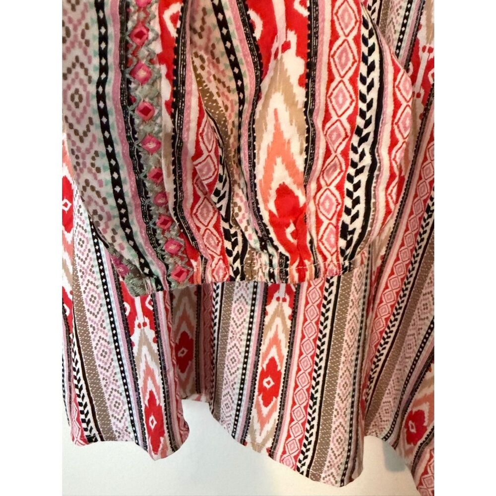 NWT SAVANNA JANE Top Womens Pink Cottagecore Peasant Southwest Pattern Size XL - Picture 5 of 9